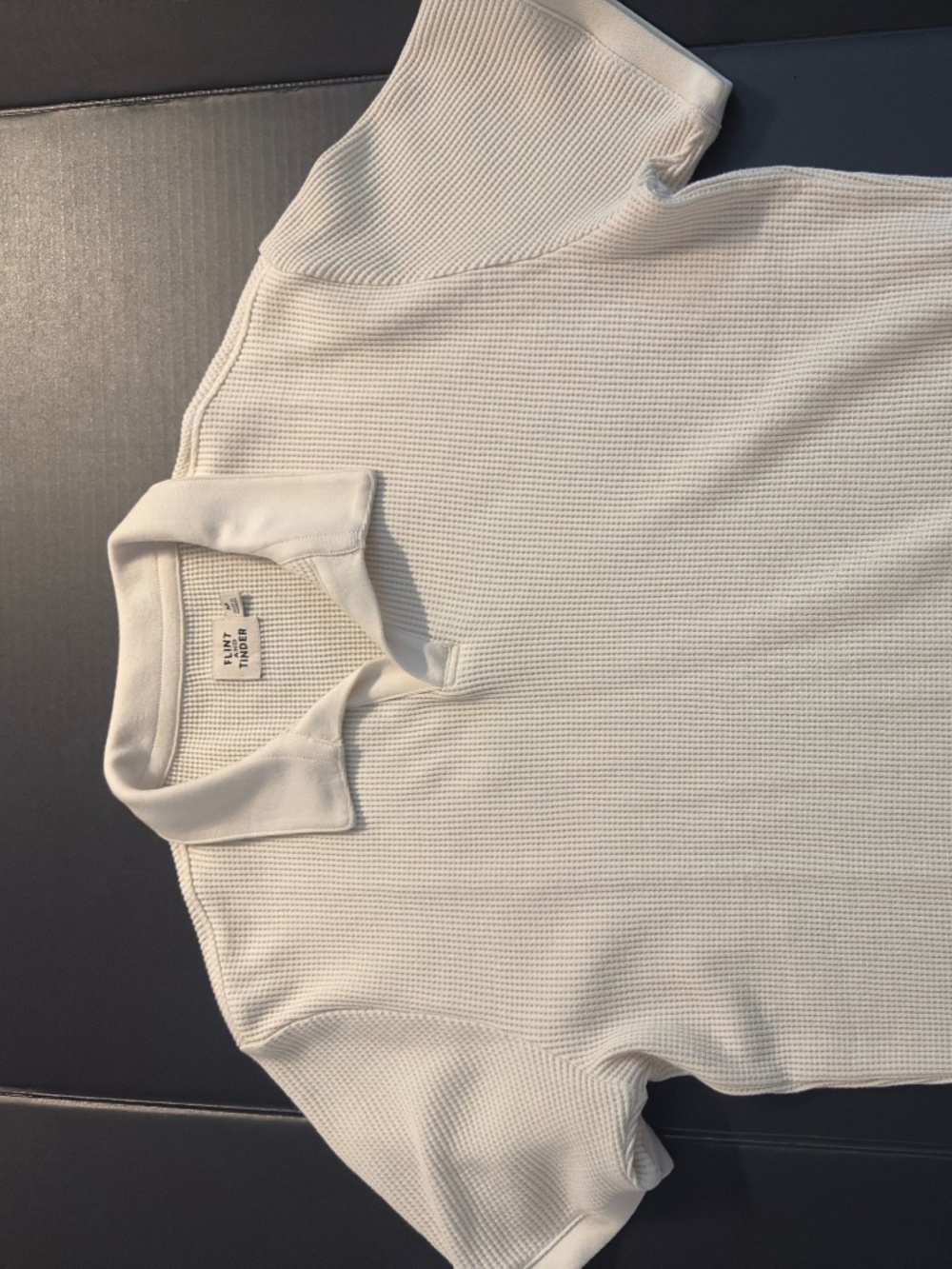 Wills Waffle Johnny Collar Knit Polo Natural Cotton Men’s Medium
